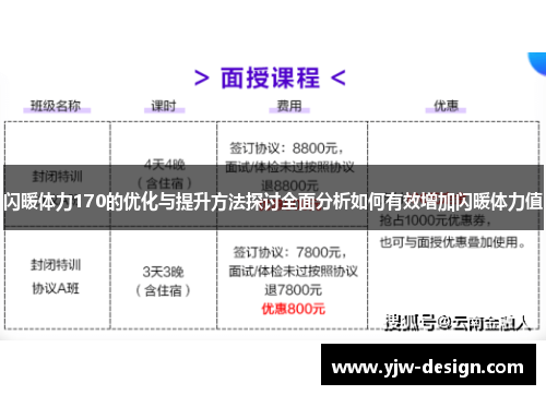 闪暖体力170的优化与提升方法探讨全面分析如何有效增加闪暖体力值
